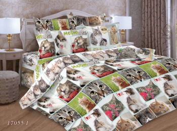 Комплект постельного белья 2-спальный, бязь  ГОСТ (Галерея кошек)